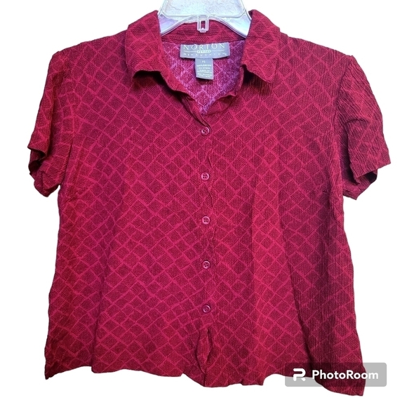 Red Small Blouse / Medium Pants Petite Pantsuit - Picture 2 of 5